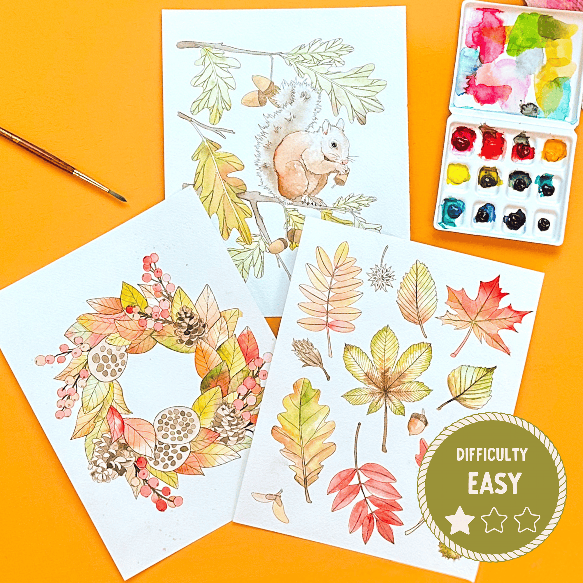 Autumn Leaves Watercolor Painting Kit - (Large)