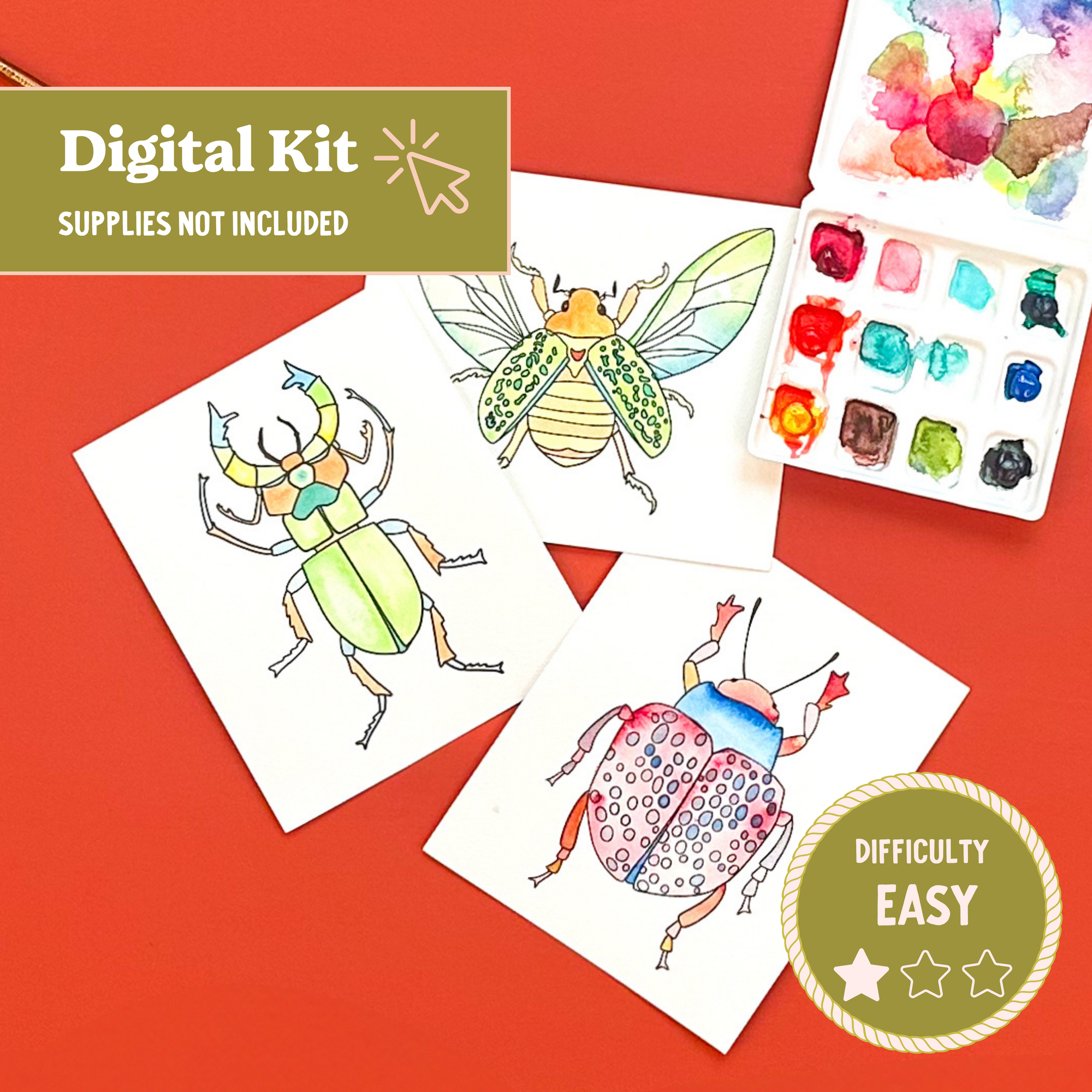 *DIGITAL* Buggy Beetles Watercolor Painting Kit