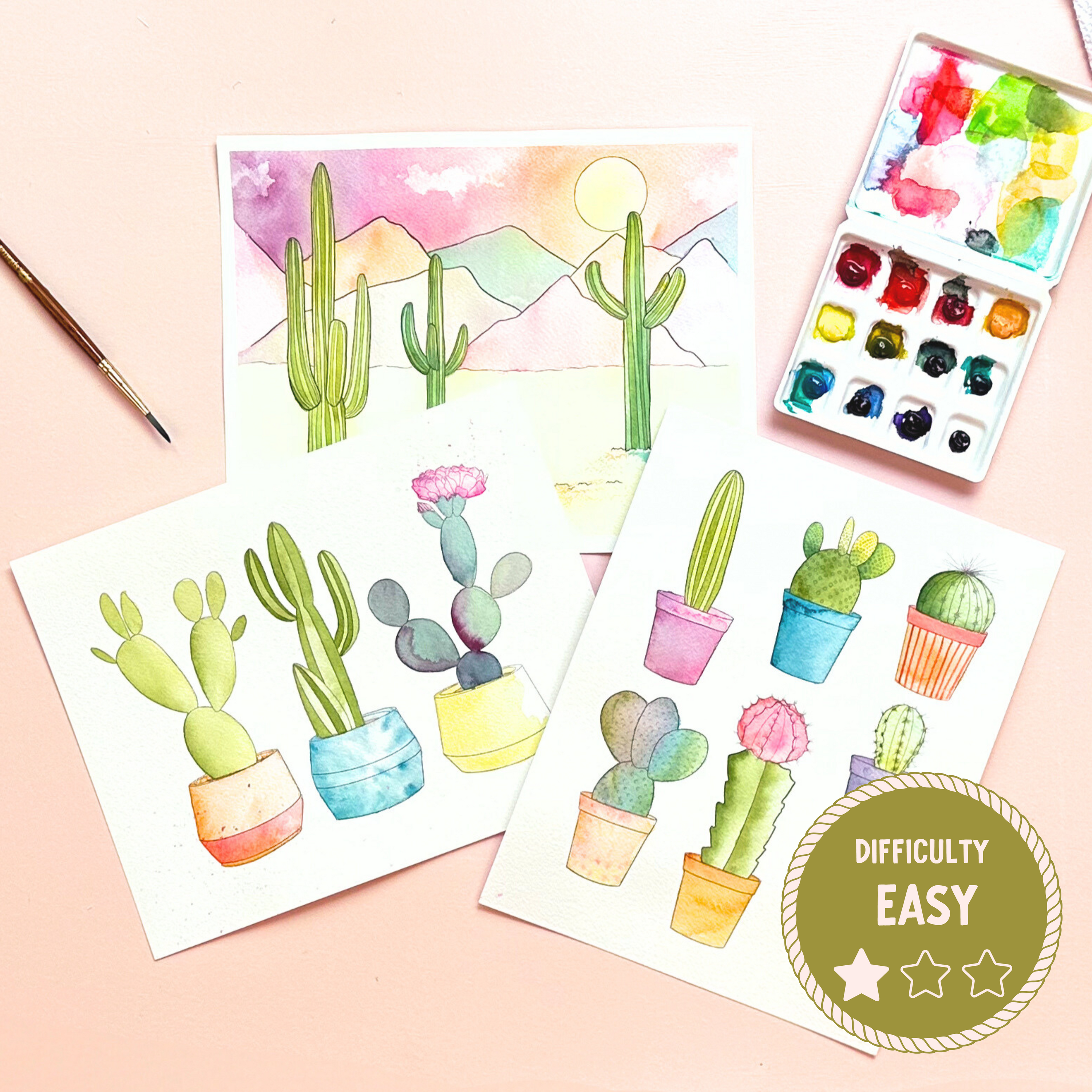 Cacti Cuties Watercolor Painting Kit - (Large)