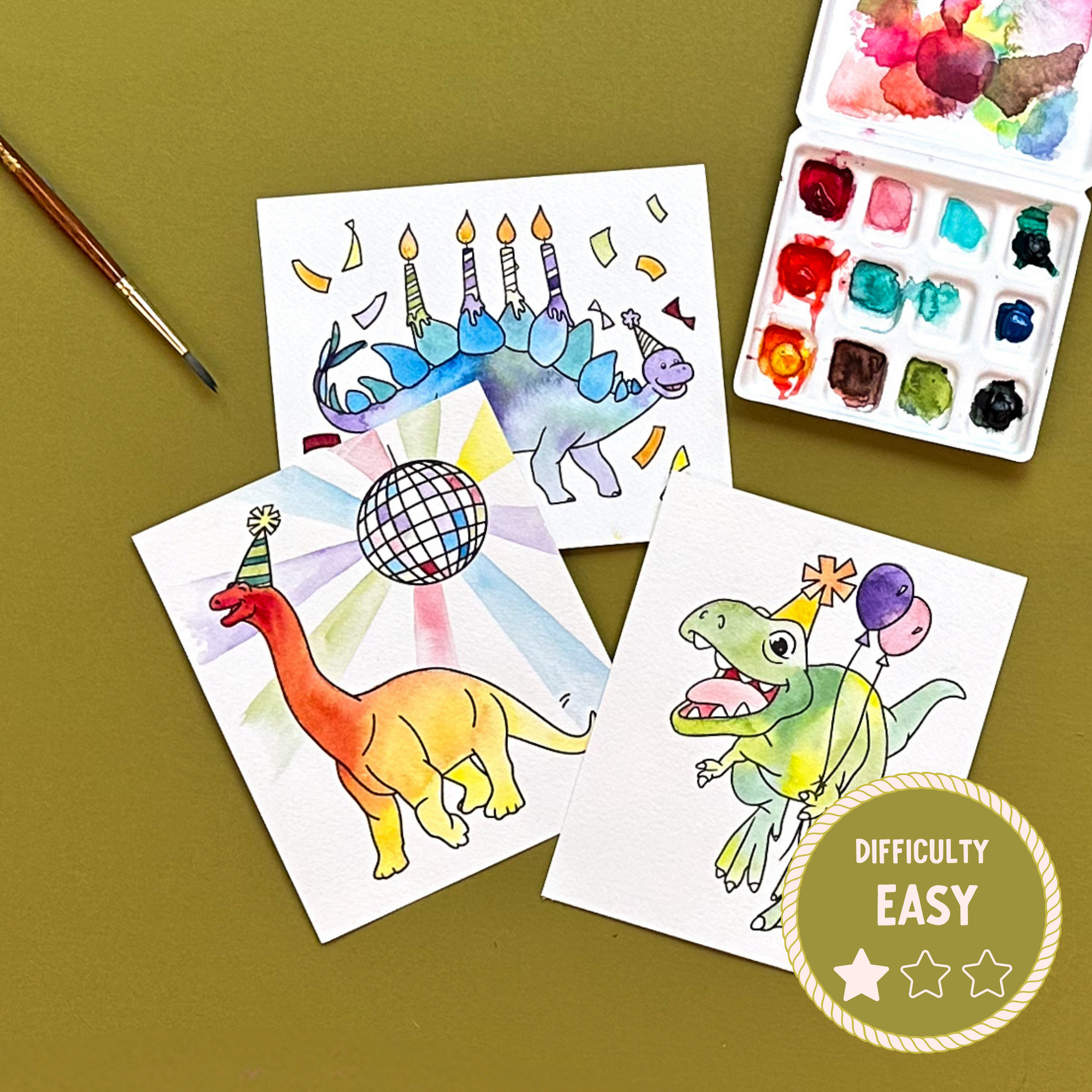 Dino Party Watercolor Painting Kit - (Mini)