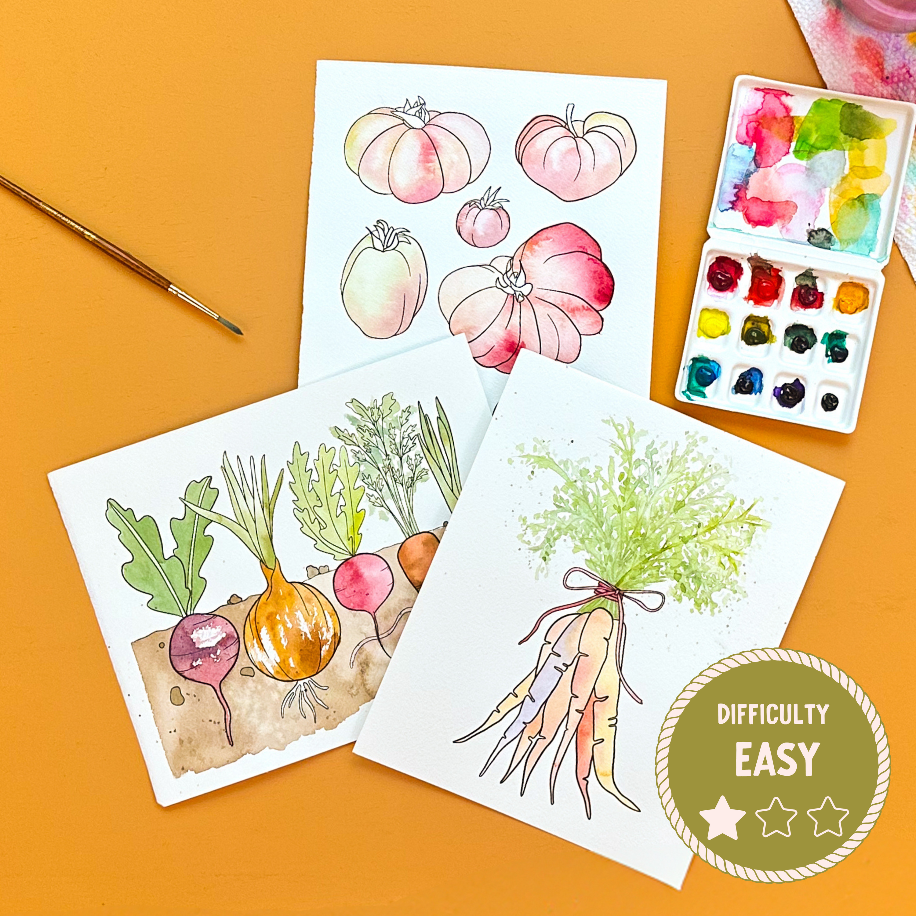 Garden Veggies Watercolor Painting Kit - (Large)