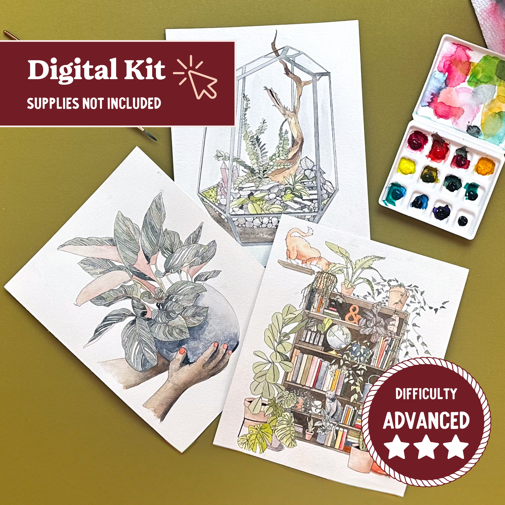 *DIGITAL* Plant Zen Watercolor Painting Kit