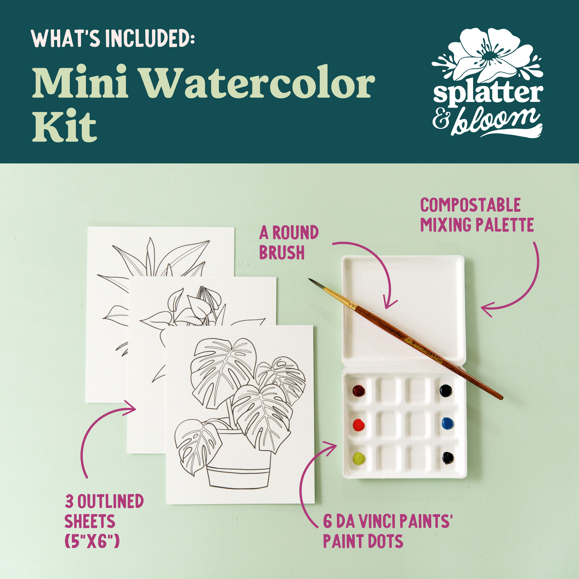 Dino Party Watercolor Painting Kit - (Mini)