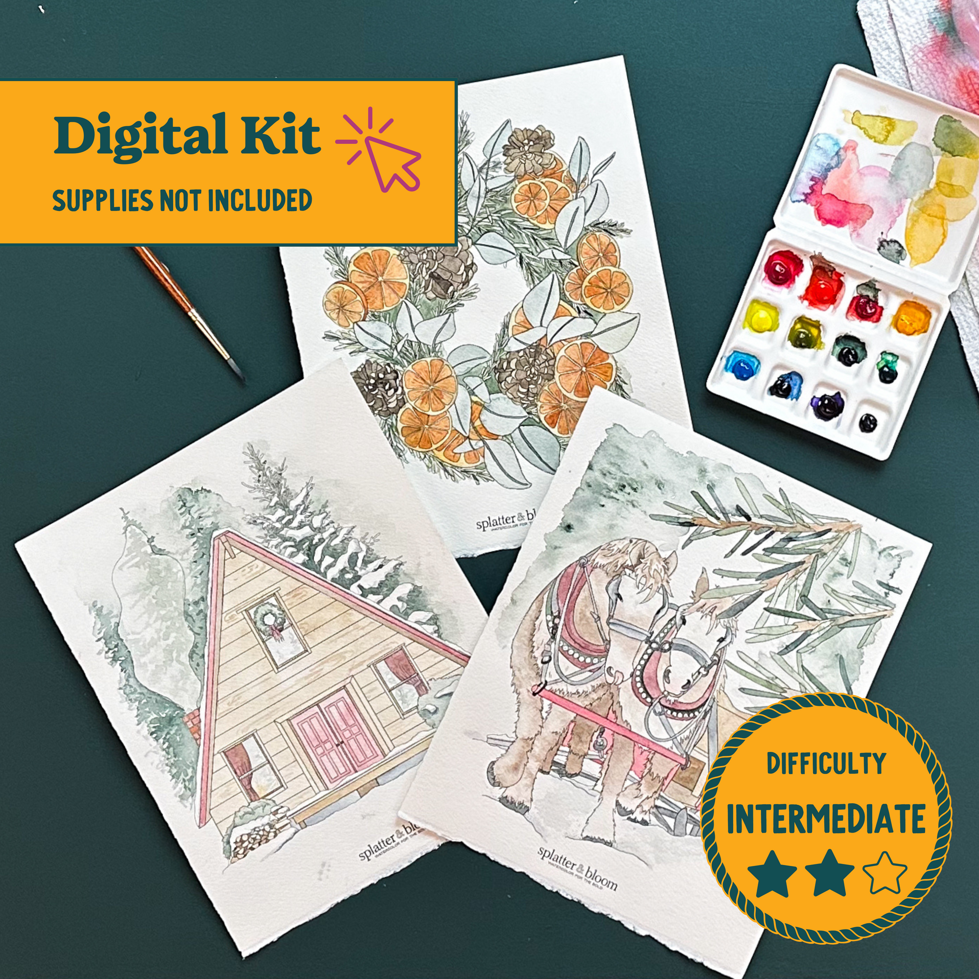 *DIGITAL* Winter Woods Watercolor Painting Kit